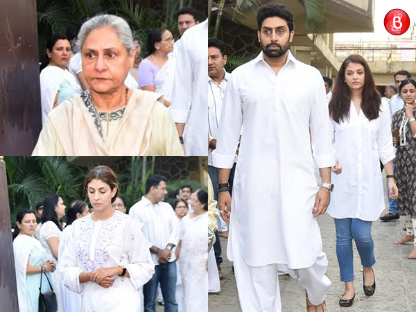 Abhishek Bachchan, Aishwarya Rai Bachchan, Jaya Bachchan and Shweta Bachchan Nanda at their neighbour’s funeral
