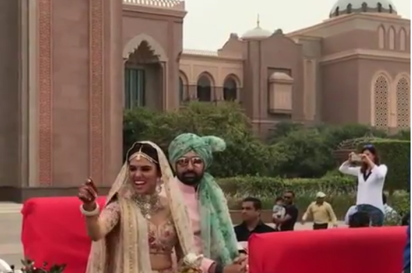 Abhishek Bachchan with bride Anushka Rajan