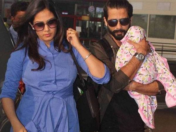 Shahid Kapoor with his daughter and wife