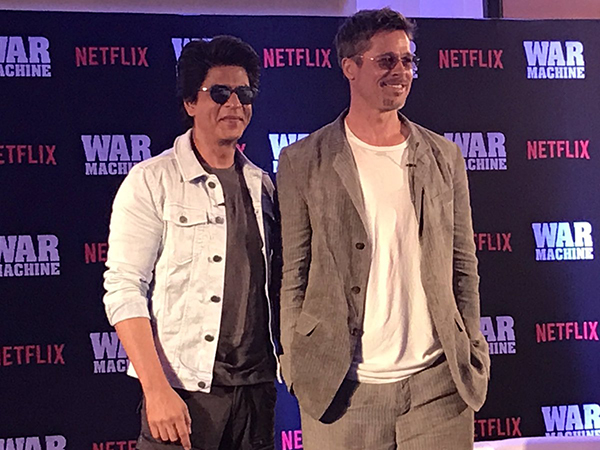 Shah Rukh Khan and Brad Pitt at the press conference of Netflix film 'War Machine'