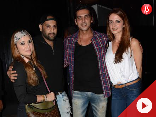 Sussanne Khan and Zayed Khan at a party