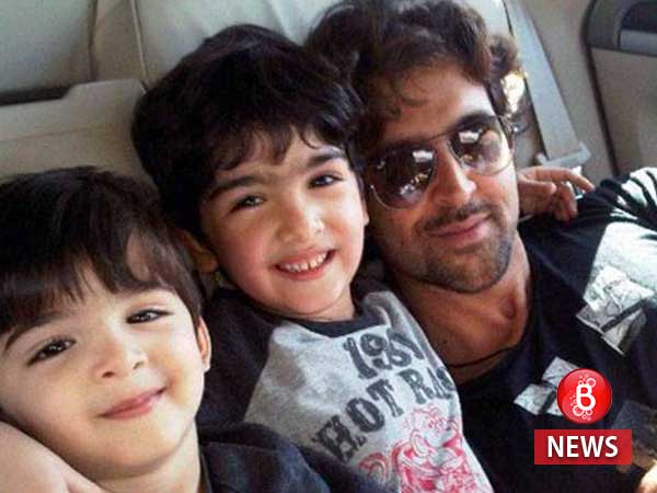 hrithik roshan with hrehaan and hridhaan