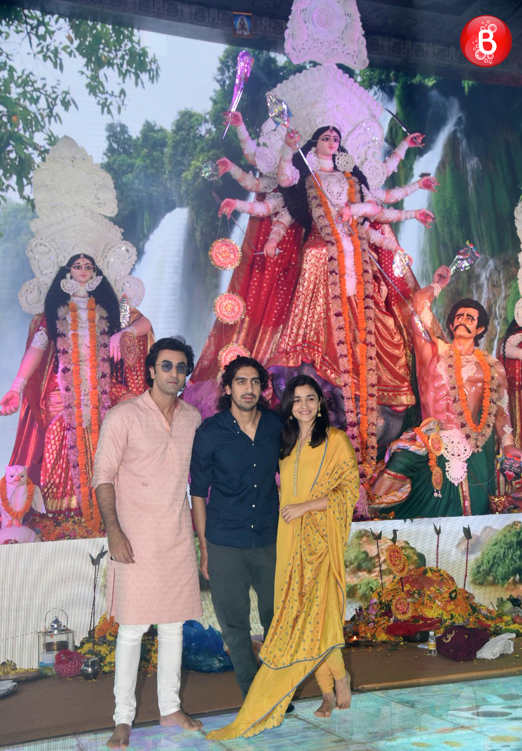 Ayan, Ranbir and Alia at at Durga puja