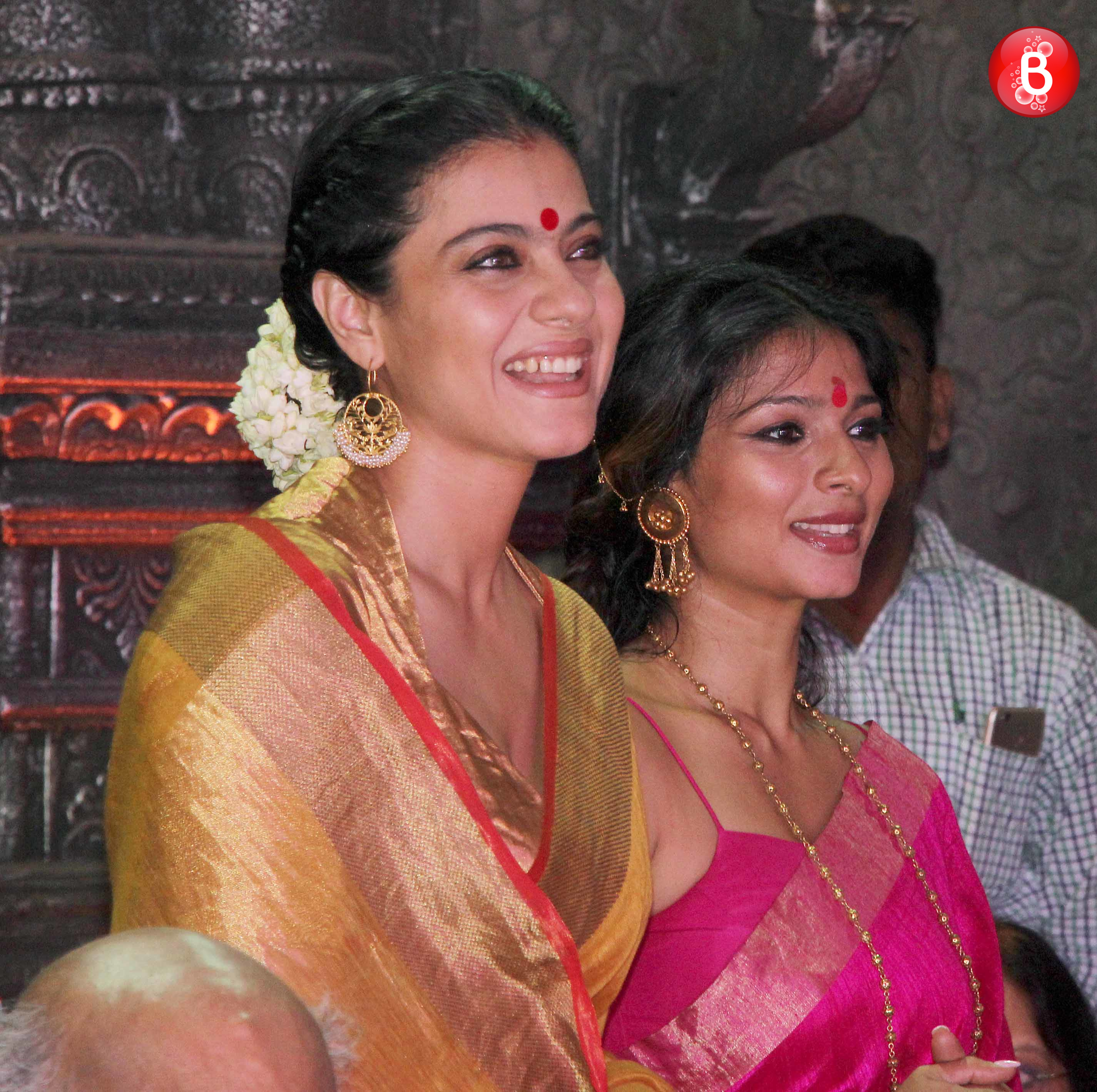 Kajol and Tanisha at Durga puja