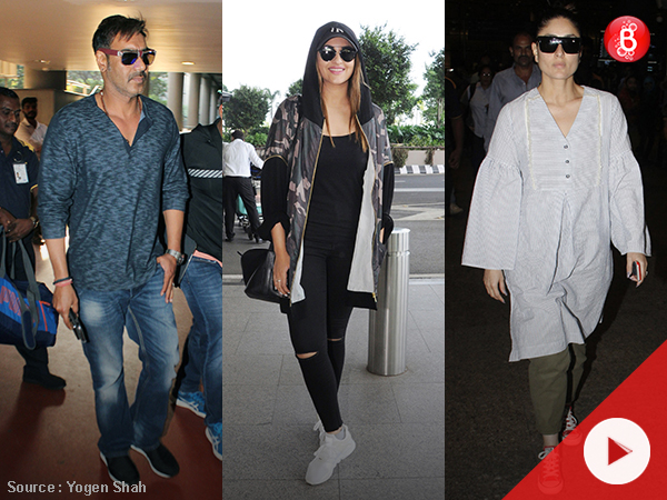 Ajay Devgn, Sonakshi Sinha and Kareena Kapoor Khan are spotted at the airport
