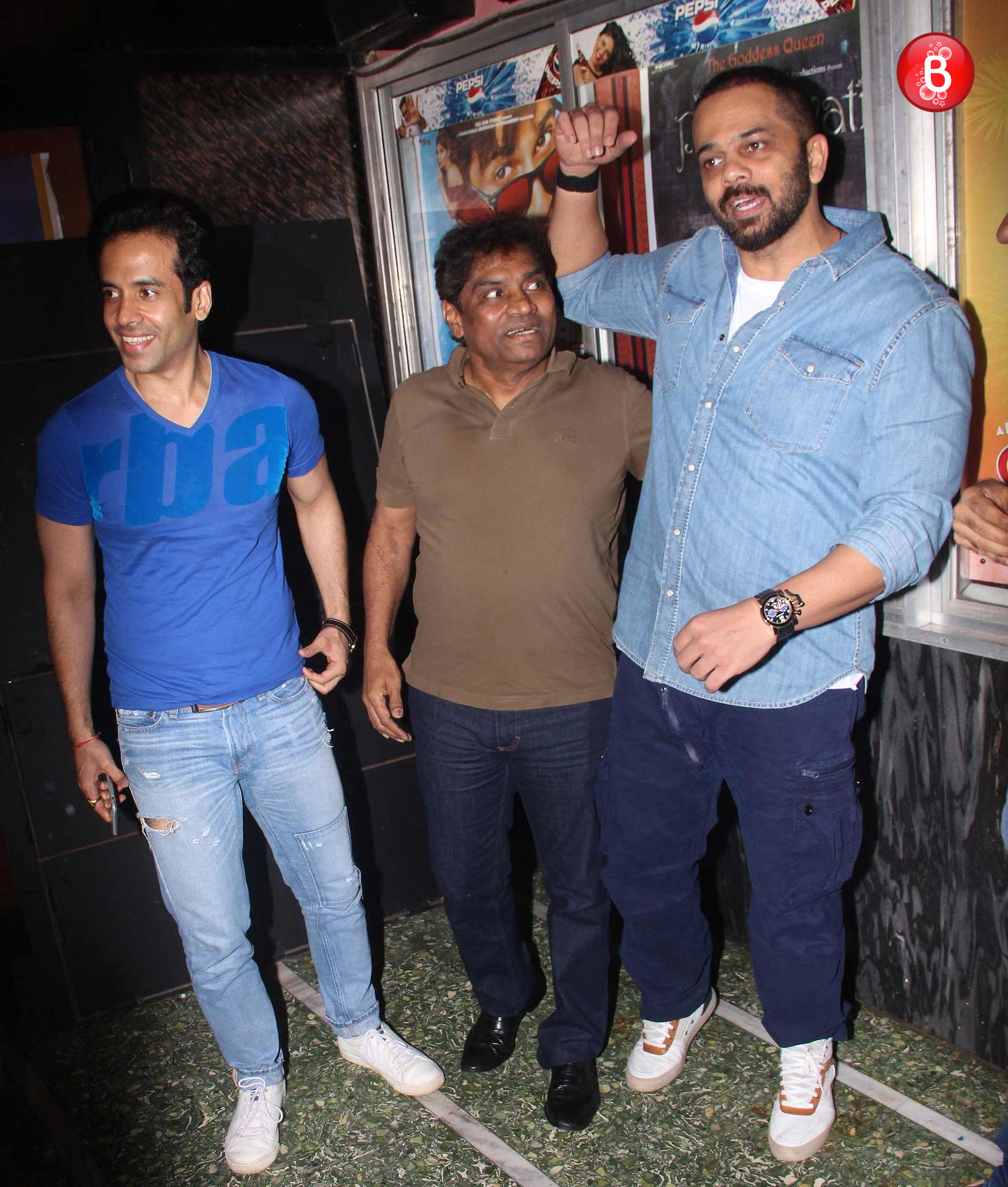 Tusshar Kapoor, Johnny Lever and Rohit Shetty