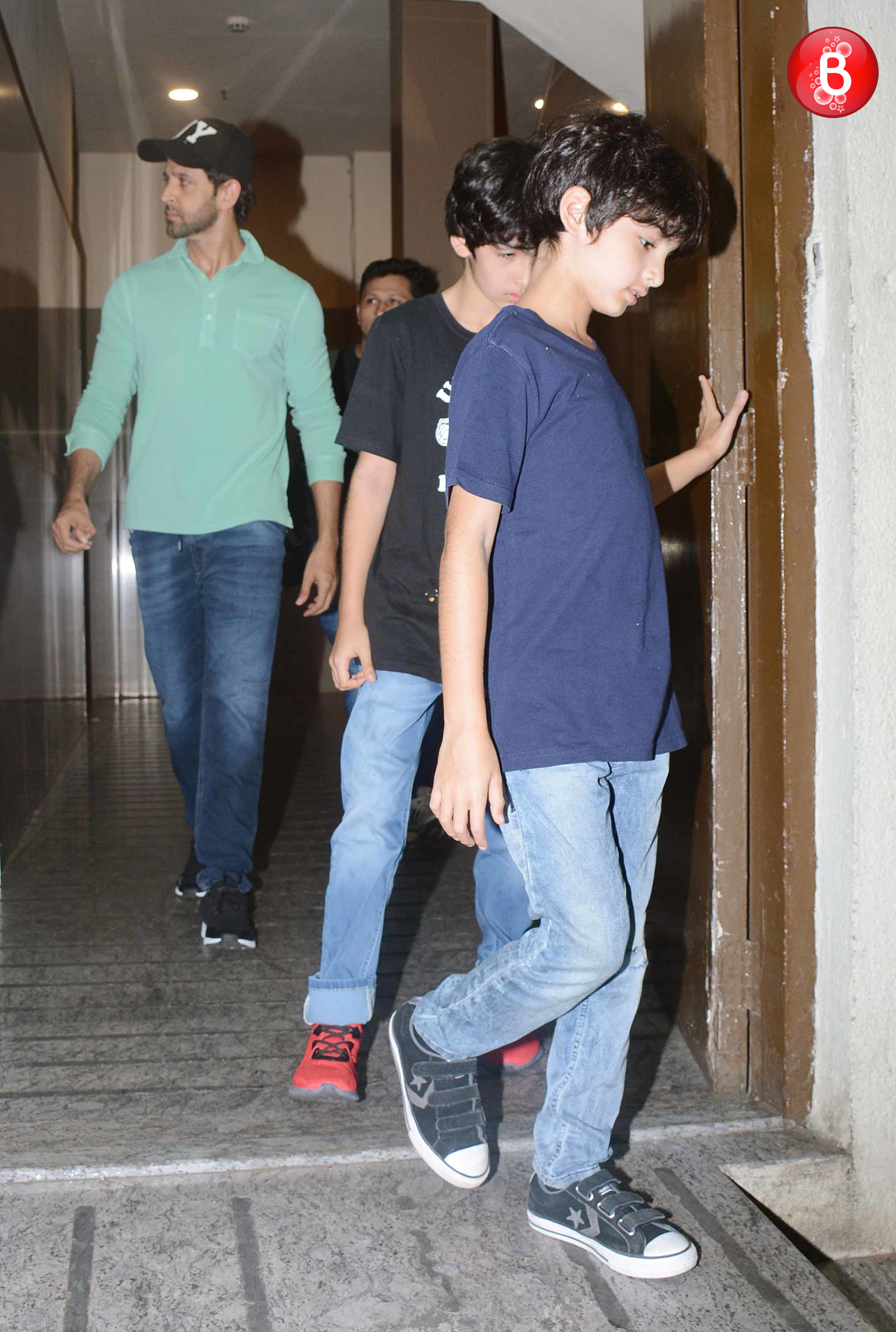 Hrithik sussanne with kids at PVR Juhu