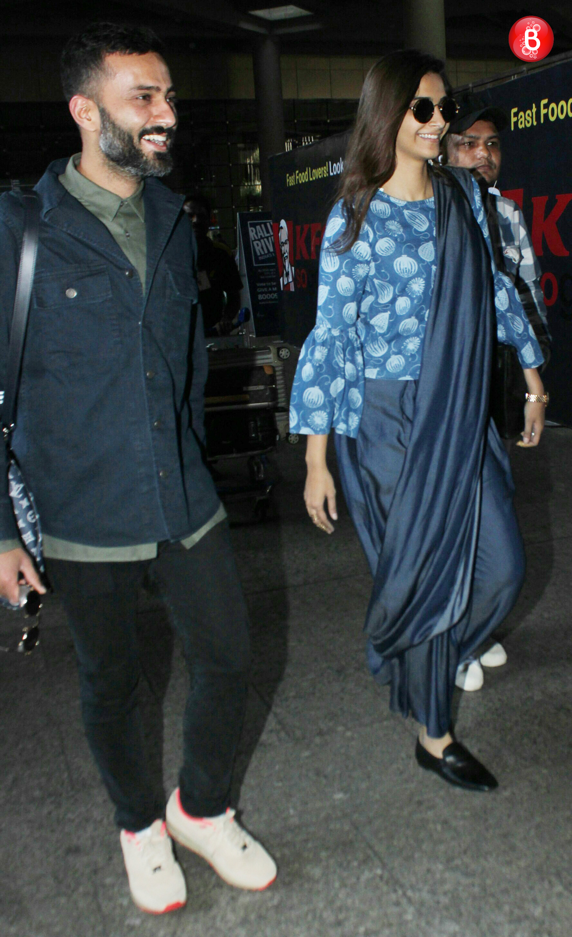 Sonam Kapoor and Anand Ahuja at airport