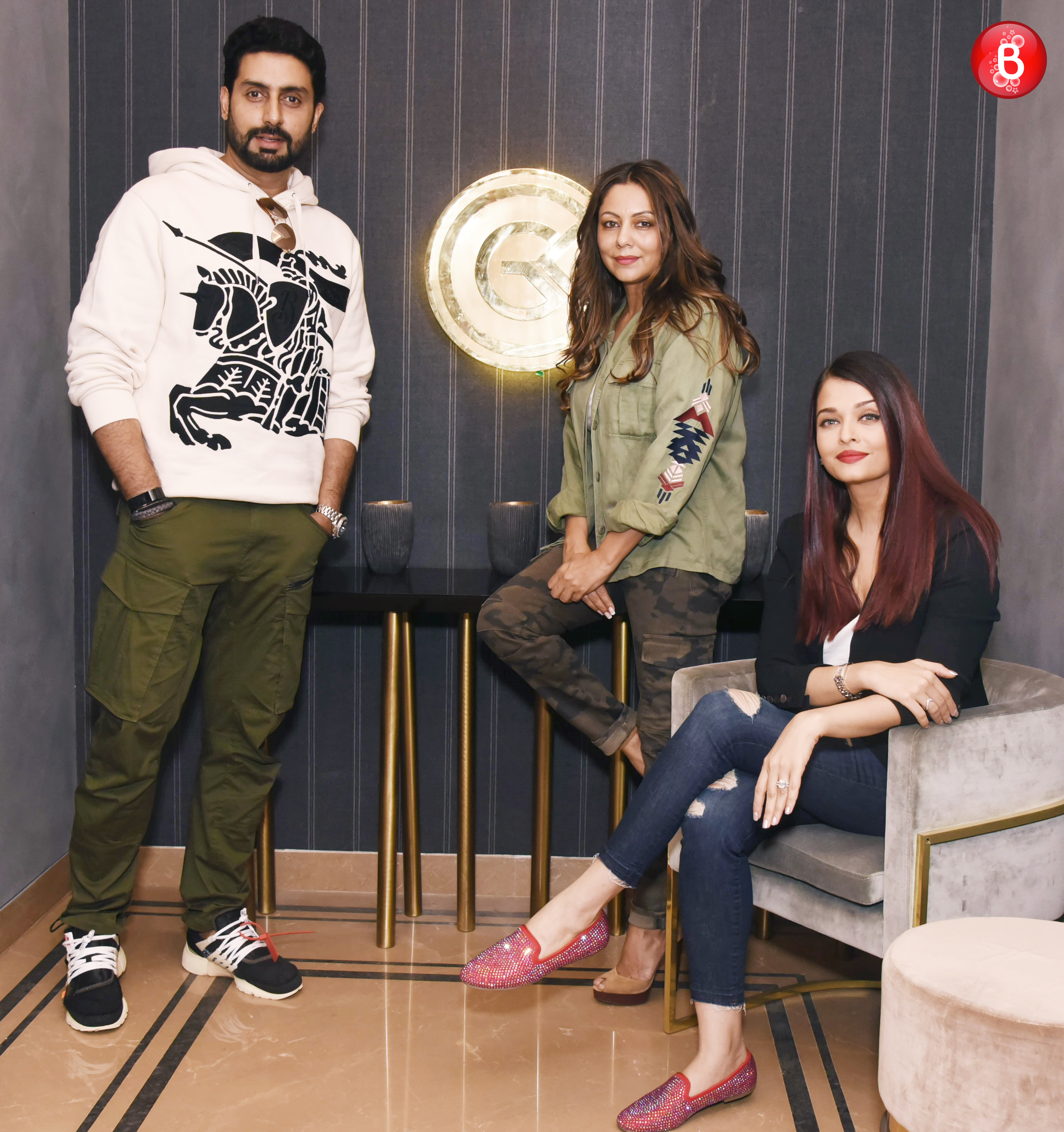 Abhishek Bachchan, Aishwarya Rai Bachchan and Gauri Khan pic