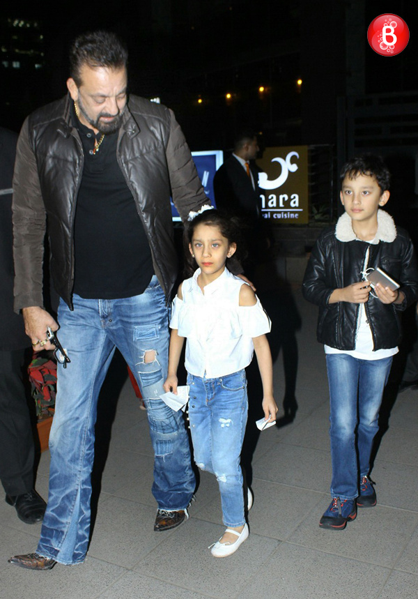 Sanjay Dutt spotted with his kids after their dinner outing