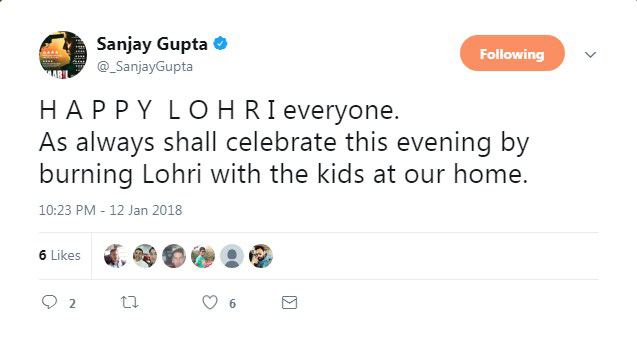 Happy Lohri wishes on Twitter