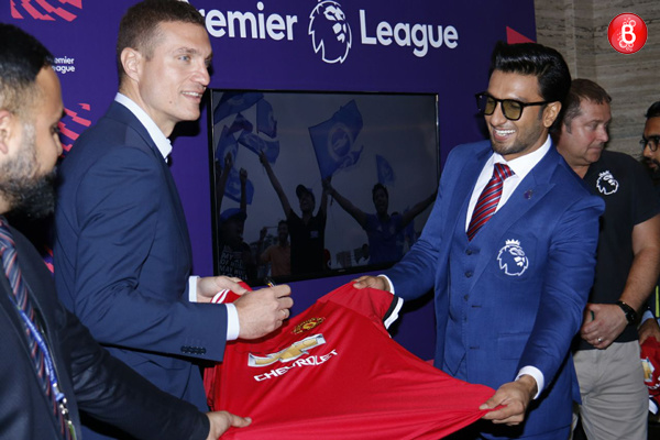 Ranveer singh and Nemanja Vidic at Premier League's event