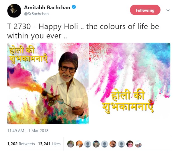 Holi wishes from Bollywood