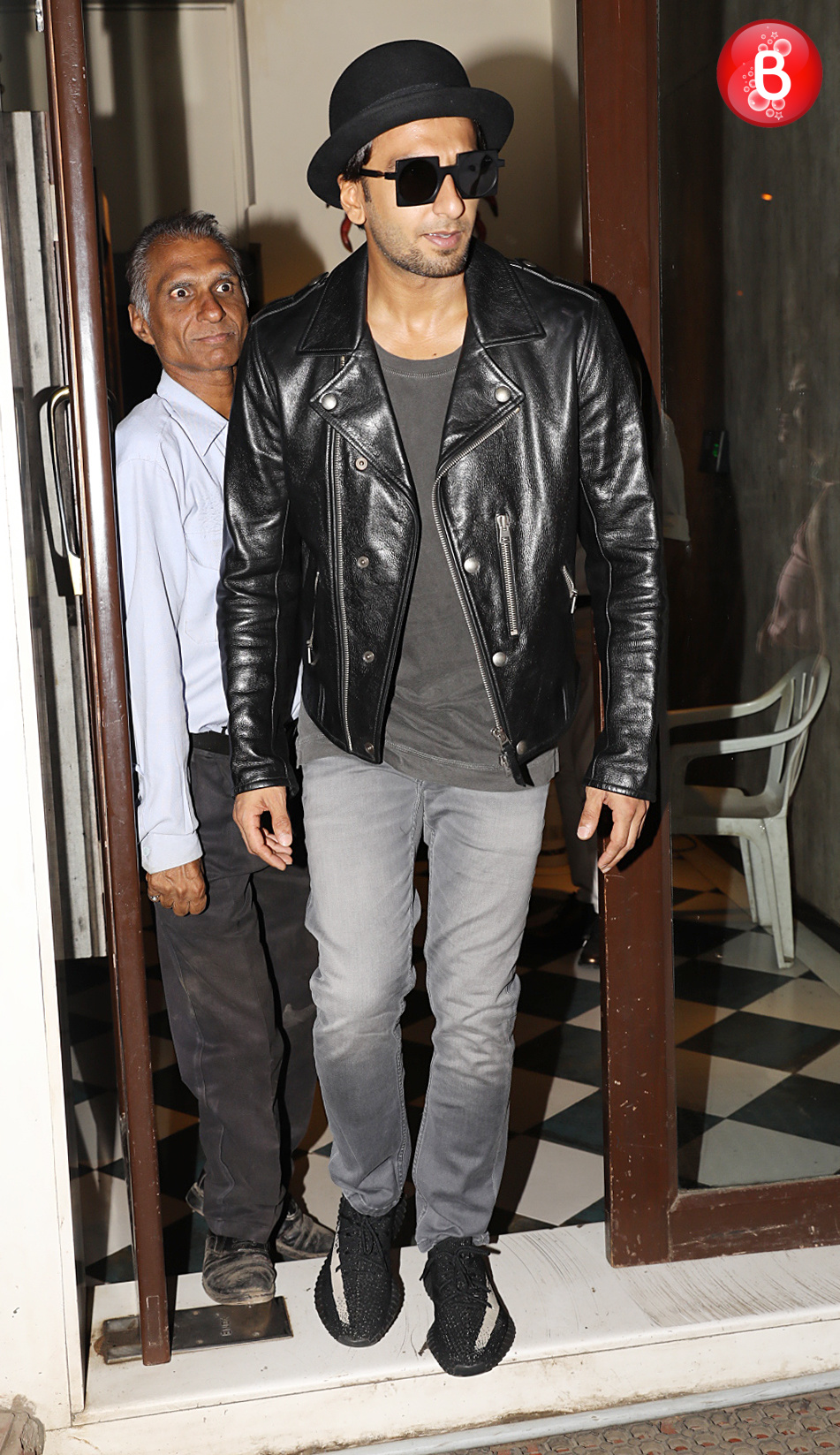 In the scorching heat of summers, Ranveer goes for the leather jacket look.  VIEW PICS