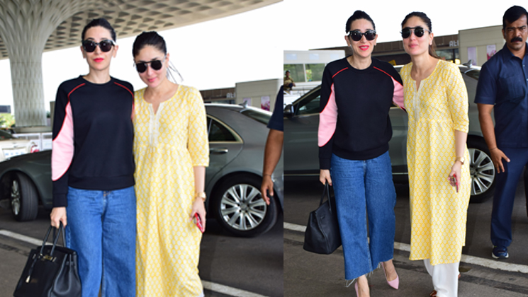 Airport Spotting: Kareena Kapoor Khan and Karisma Kapoor look summer ready.