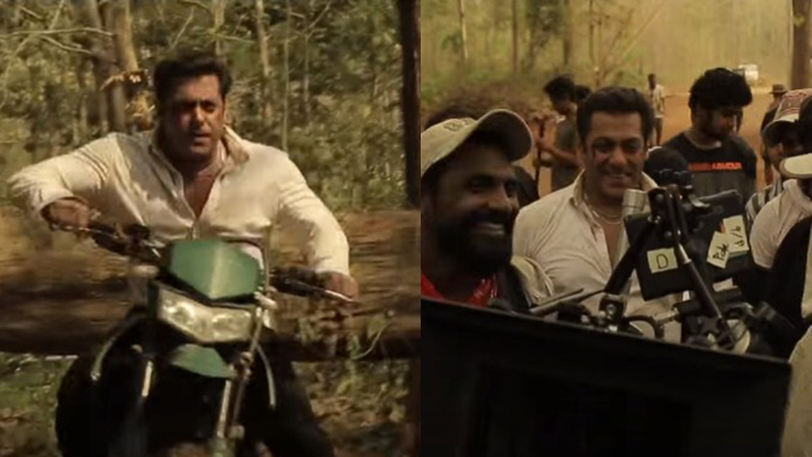 Salman Khan performs a bike stunt for 'Race 3'