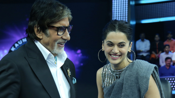 'Pink' co-stars Amitabh Bachchan and Taapsee Pannu bond on the sets of 'Badla'
