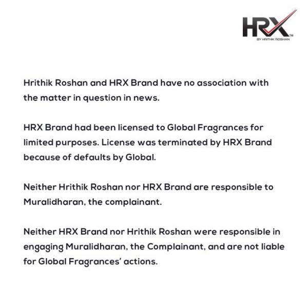 Hrithik Roshan clarification chennai case 