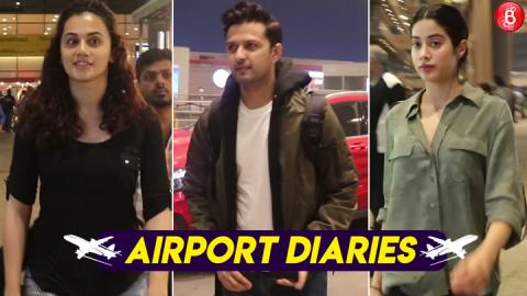 Janhvi Kapoor Boney Kapoor Celebs Spotted airport