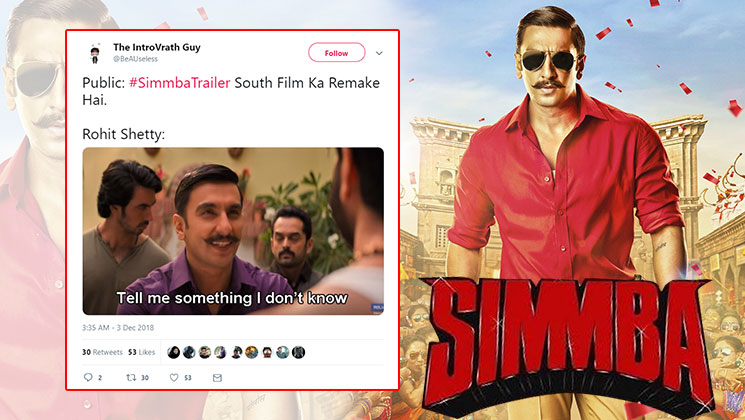 Ranveer Singh Simmba trailer memes