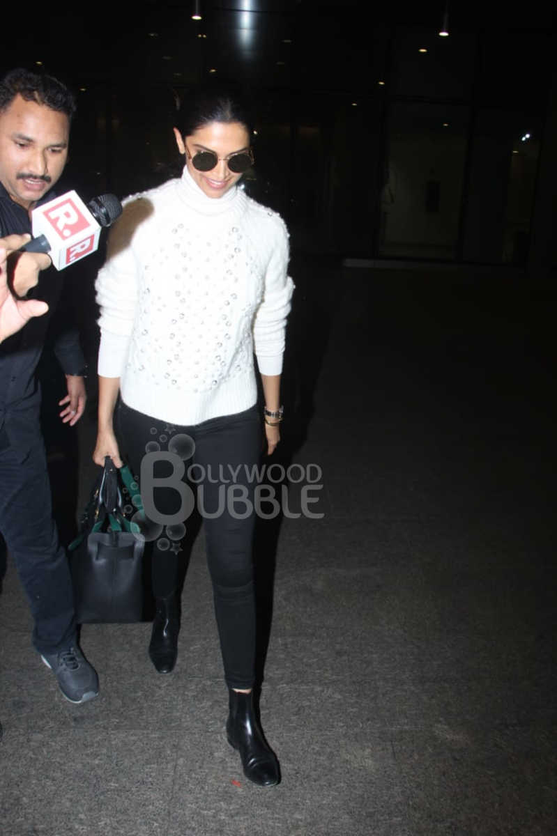 pics deepika airport look monochrome outfit