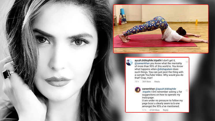 zareen khan trolled hits back trolls practice yoga pictures exercise