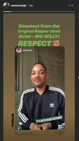 Ranveer Singh reacts Will Smith Video