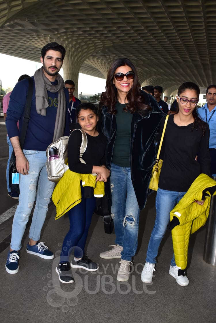 sushmita sen rohman shawl daughters spotted airport