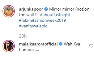 Malaika Arora comment on Arjun's pic