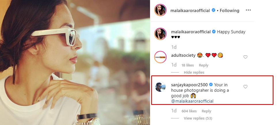 Sanjay Kapoor's comment on Malaika's pic