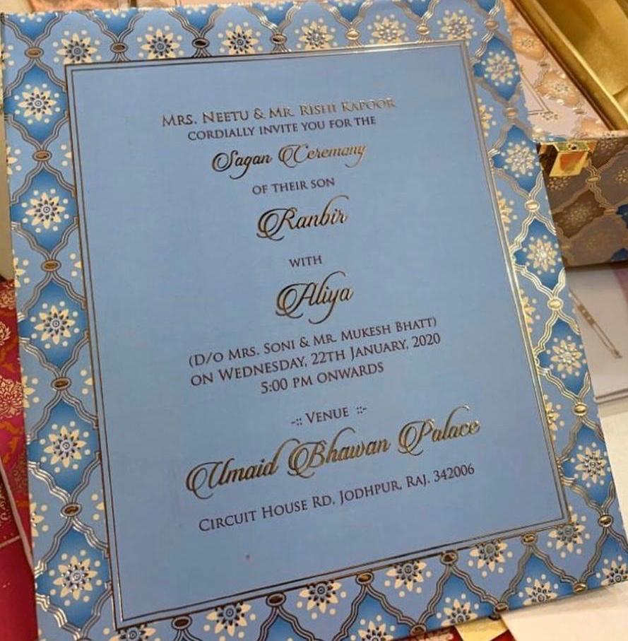 Alia Bhatt and Ranbir Kapoor, wedding invite