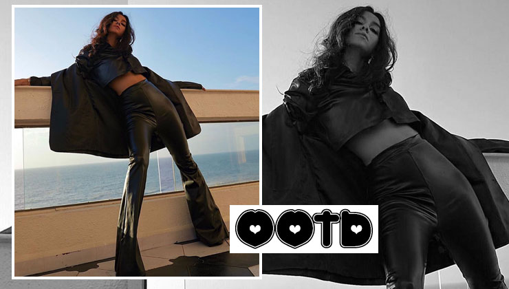 Esha Gupta oozes oomph in black netted top, leather pants