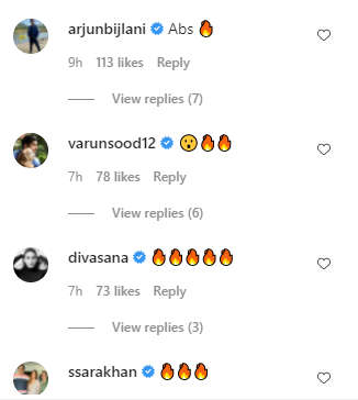 celebs comments on shweta's post 