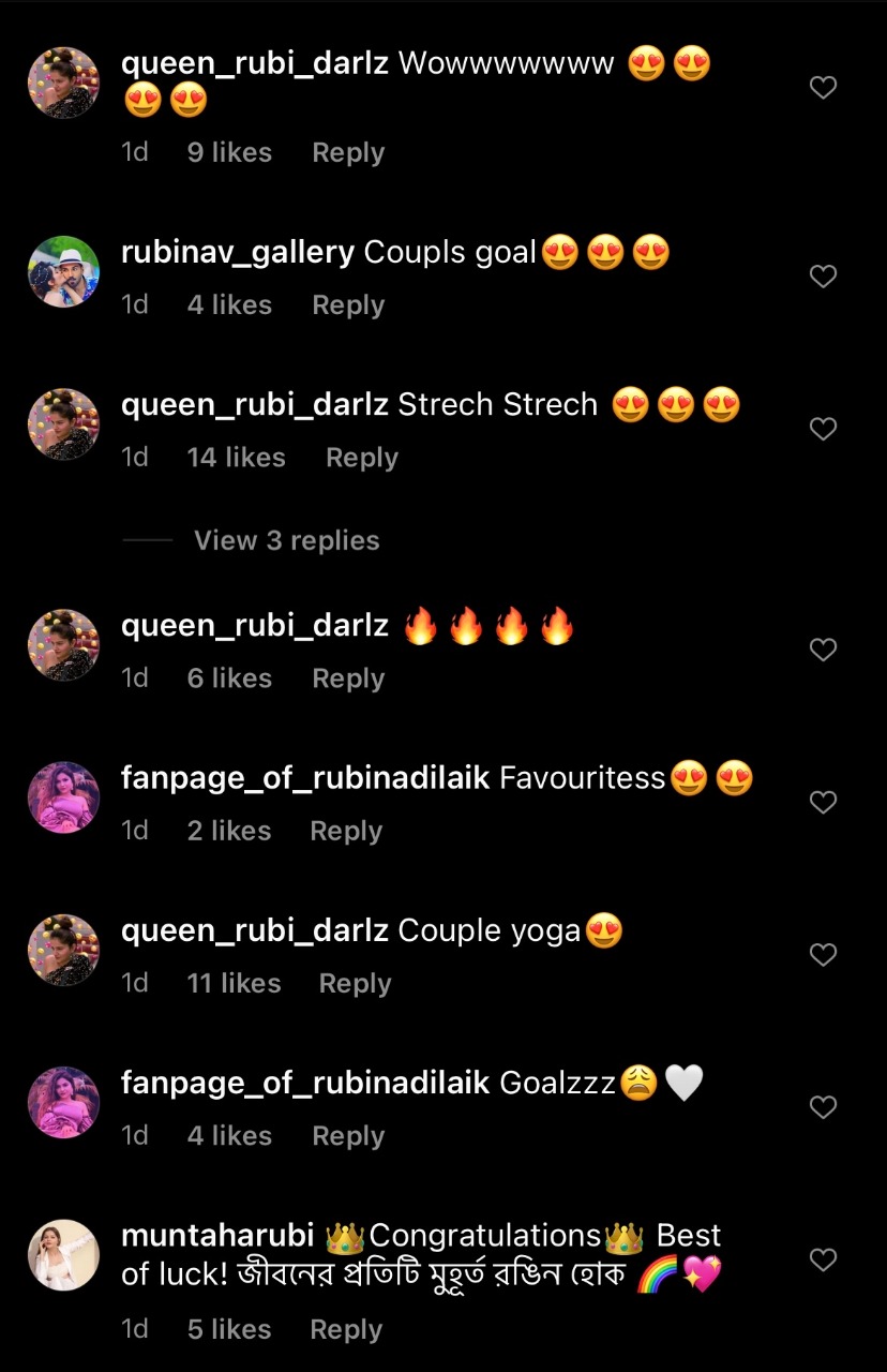 fans comments on rubina's post