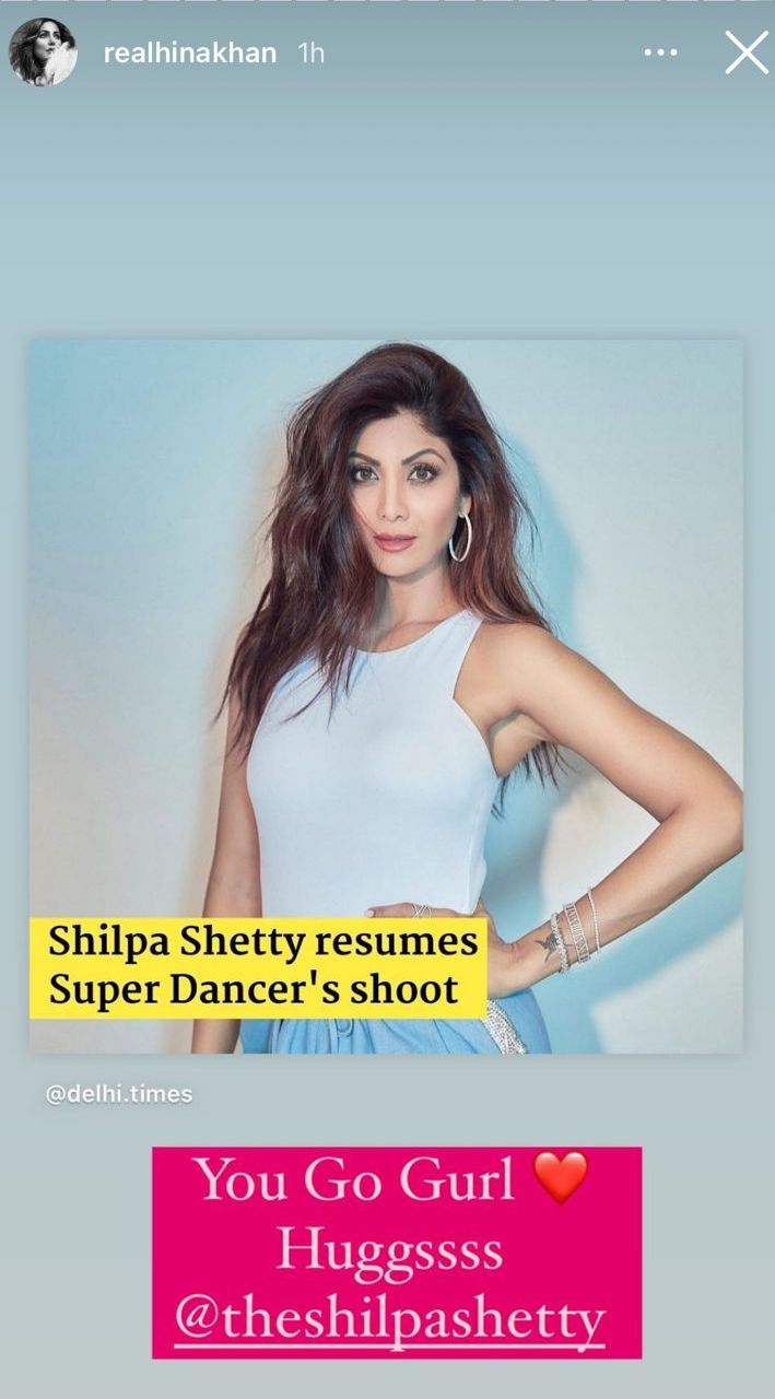 hina khan, hina khan message for shilpa shetty, shilpa shetty returns to super dancer shoot, 