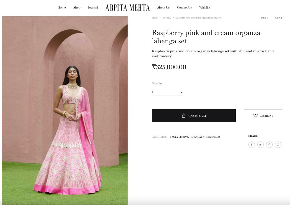 Arpita Mehta, Kiara advani, lehenga set, price of the lehenga