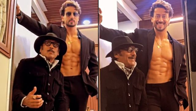 Tiger Shroff Tries To Keep Up With Daddy Jackie Shroff As They Pose Together