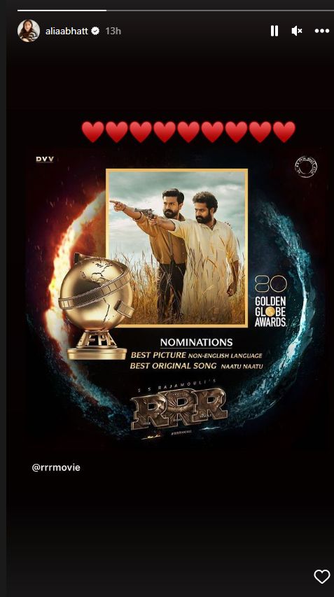 rrr, alia bhatt, golden globes awards, alia bhatt instagram