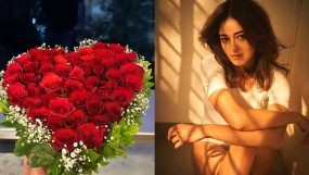 ananya panday gets flowers on valentine's day, ananya panday roses, ananya panday,
