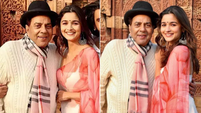 Alia Bhatt poses with Dharmendra