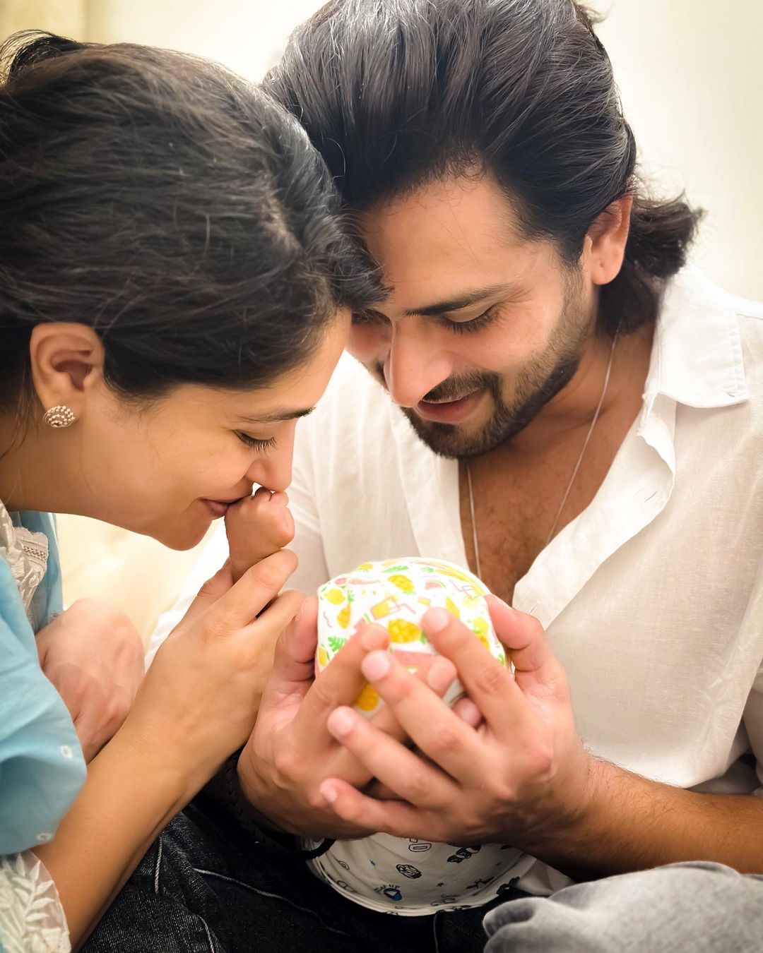 Dipika Kakar and Shoaib Ibrahim pose with their baby boy