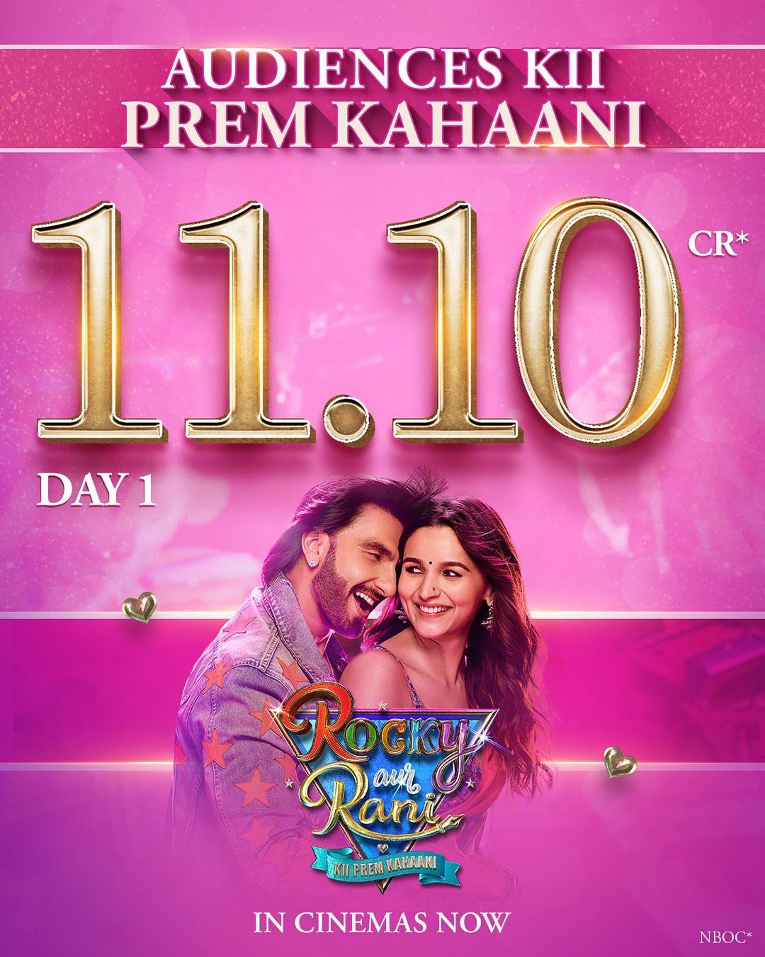 Rocky Aur Rani Kii Prem Kahaani collects 11.10 crores on Day 1 box office