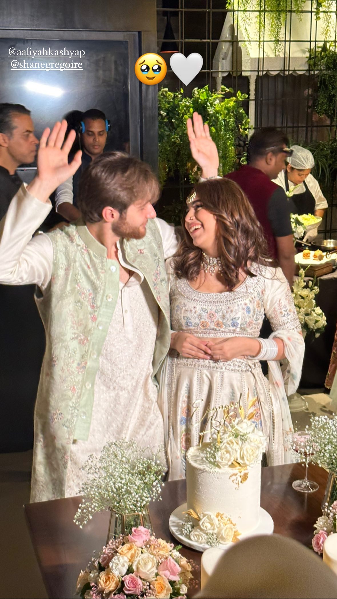 Aaliyah-Kashyap-and-Shane-Gregoire-are-all-smiles-cutting-their-engagement-cake