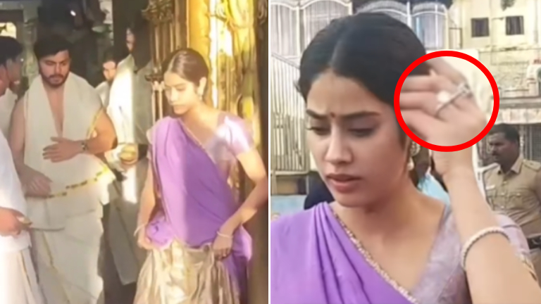 Is Janhvi Kapoor engaged Fans spot a diamond ring as she visits Tirupati temple with rumoured boyfriend Shikhar Pahariya