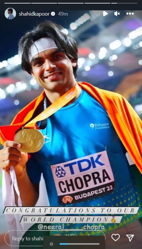 Shahid Kapoor on Neeraj Chopra's gold medal