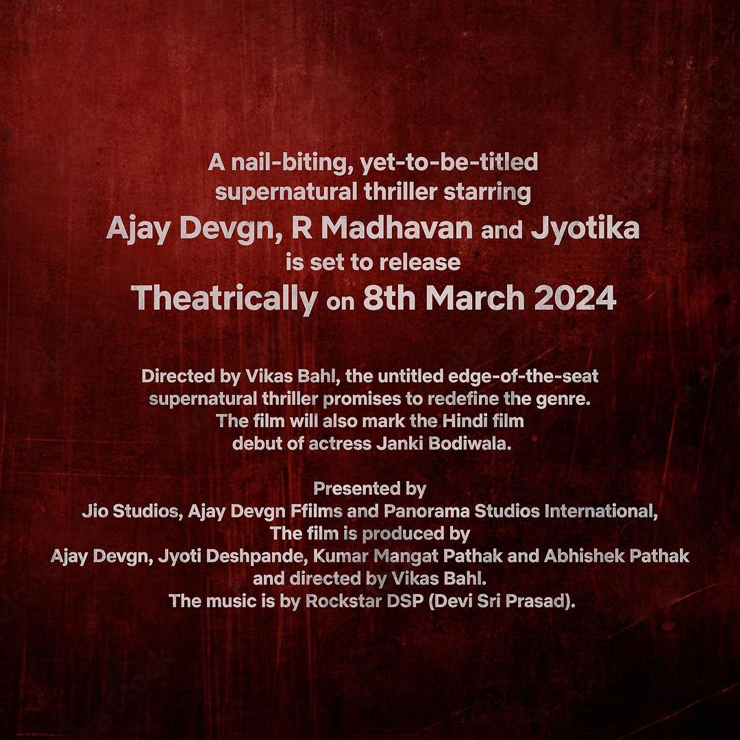 Ajay Devgn and R Madhavan team up for a supernatural thriller