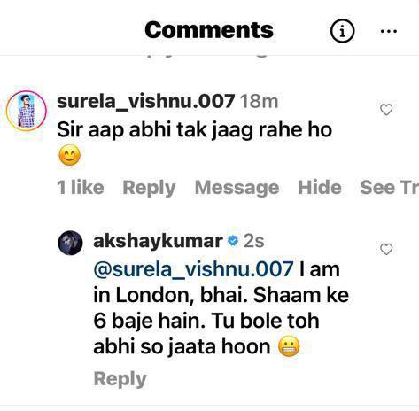 Akshay Kumar has a witty response to a fan