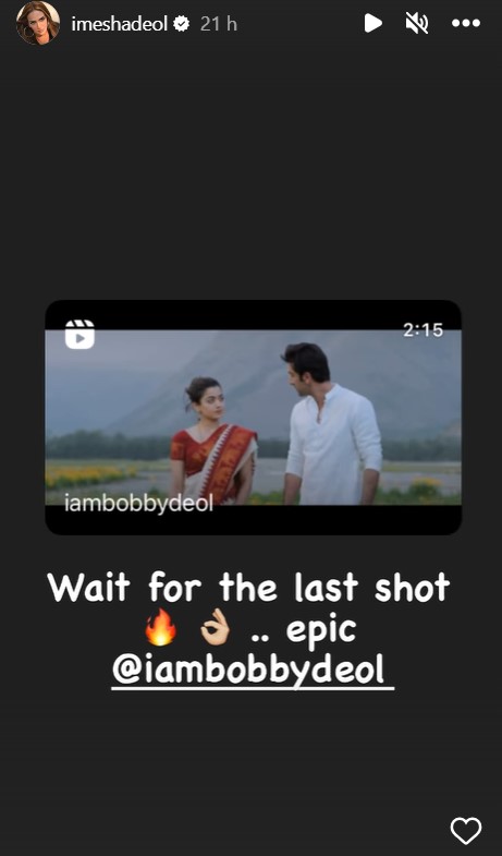 Esha Deol reacts to Bobby Deol shot in Animal teaser