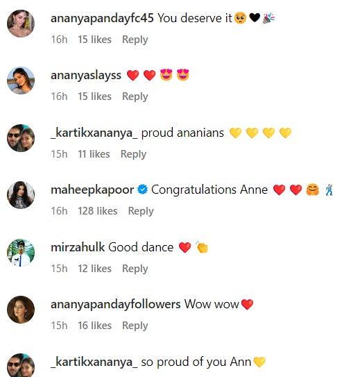 Fans react to Ananya Panday's post