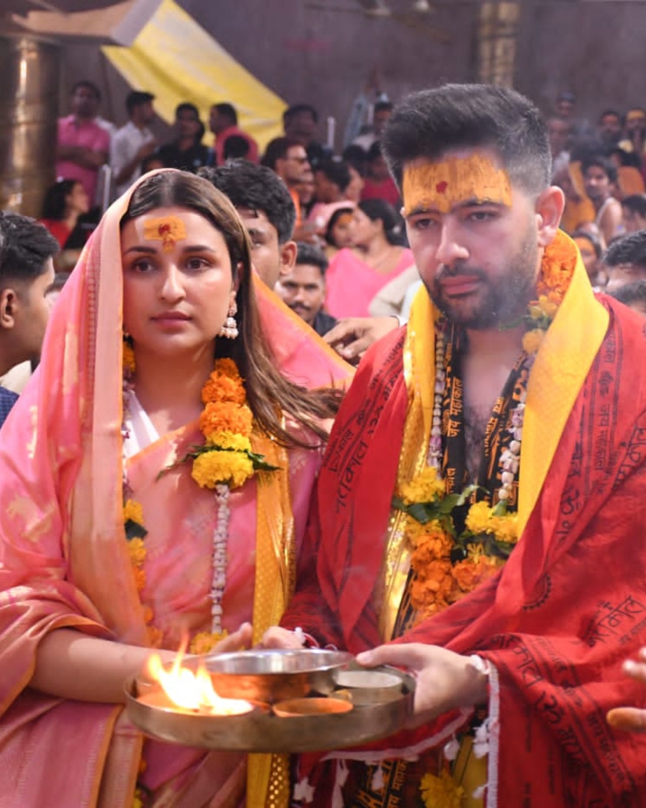 Parineeti and Raghav perform Puja at Mahakal temple